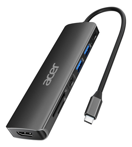 Hub Usb C Acer, Base Usb C A Hdmi 7 En 1, 2 Puertos De Datos
