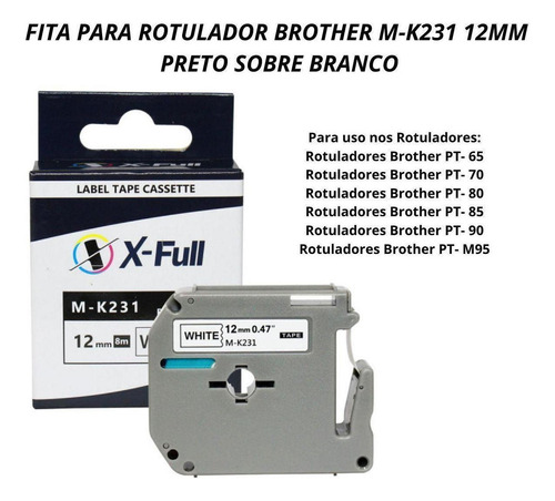 Fita Compatível Brother M231 Mk231 T 12mm Pt 80 70 90 Cor Outro