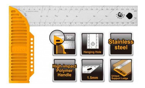 Escuadra En L 90° 30cm Ingco Has123002 Ingco