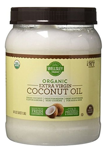 Wellsley Farms Aceite De Coco Virgen Extra Organico, 54 Onza