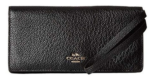 Billetera De Cuero Guijarro Para Mujer Color Negro. Coach