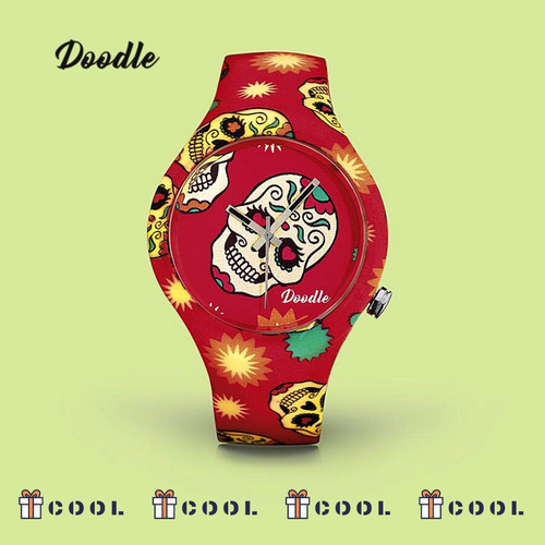 Imagen 4 de 6 de Reloj Unisex Doodle Watch Calavera Rojo Analógico