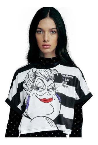 Blusa Corta Ursual Crop Top Retro Oversize Villanos Disney