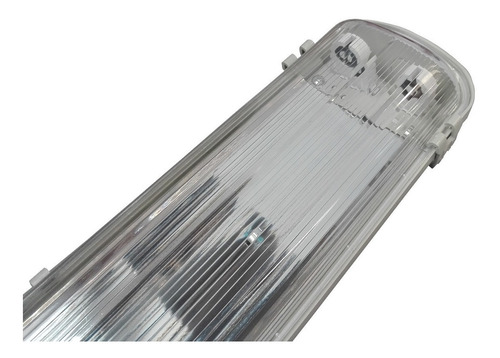 Plafon Estanco Premium P/ Tubo Led 2x18w - Glowlux - E. A. Estructura Gris