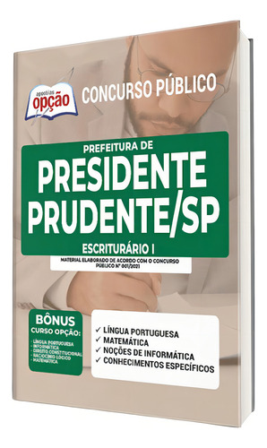 Apostila Concurso Prudente Sp - Escriturário 1, De Professores Especializados. Editorial Apostilas Opção En Português