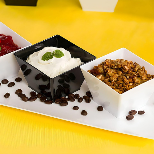 Vajilla Rectangular De Plástico 20 Cuencos Fiesta 100 Ml Per