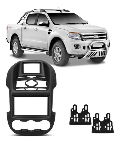 Moldura Painel Dvd 2 Din Ford Ranger 2012 A 2015 Preto