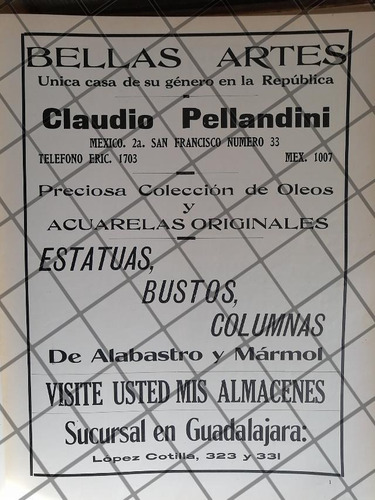 Cartel Antiguo Casa Claudio Pellandini 1910 /19