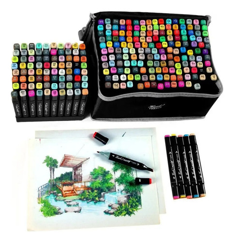 Plumones Doble Punta 6 Set Marcadores Punta Pincel 60 Piezas
