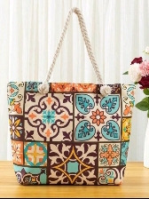 Nueva Bolsa De Lona Informal Con Patrón Floral Para Vacacion