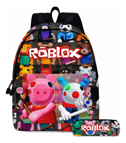 2pcs Roblox Piggy Mochila Escolar Lápices Bolsa Para Estudia