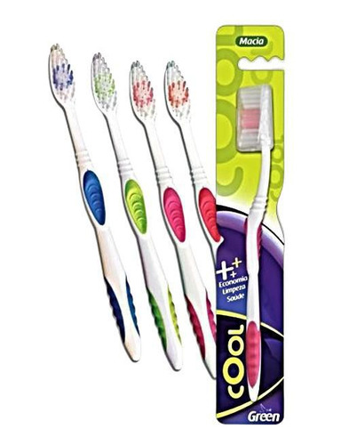 Escova Dente Pp404 Media Cool 12 Unidades Green Adulto