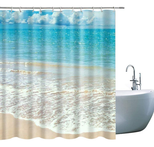 Goodcare Ocean - Cortina De Ducha Con Diseño De Playa Azul M