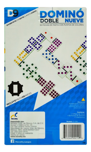 Domino Doble Nueve 55 Fichas De Pasta Novelty