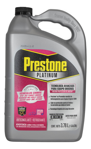 Anticongelante Prestone Rosa Vehiculos Chinos Galon (3.78l)