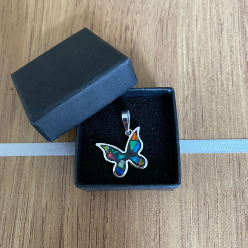 Imagen 7 de 9 de Dije Mariposa Opalo Y Plata 925 Mujer Agálea