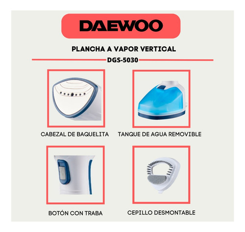 Plancha Vaporizador Vertical Daewoo Dgs5030 Portatil 1200w C Blanco