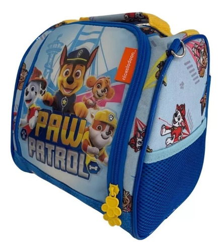 Mochila De Carrinho M Lancheiraestojo Patrulha Canina Cor Azul Desenho Do Tecido Lisa