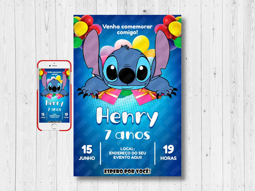 Convite Digital Aniversário Lilo Stitch