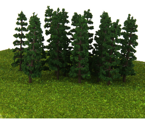 60x Modelo De Com Árvore De Abeto De Plástico Paisagem
