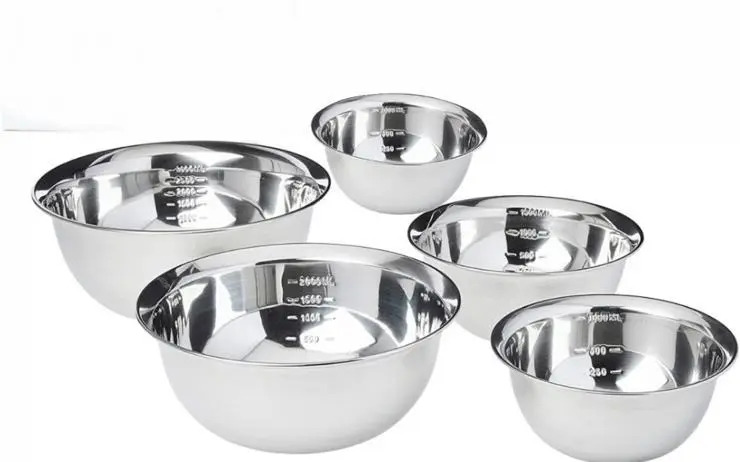 Kit 5 tigelas inox cumbuca e bacia