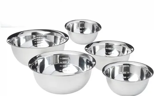 Kit Jogo 5 Tigela Inox Cumbuca Bowl Conjunto Bacia Saladeira