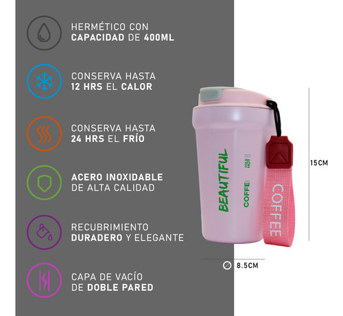 Vaso Termico Acero Inoxidable Botella Frio Caliente