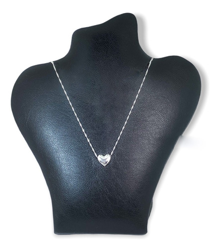 Imagen 4 de 10 de Cadena Con Dije Corazón Collar Chico Plata 925 (arg50042)