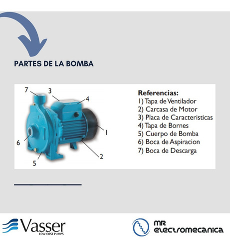 Bomba Centrifuga 1hp Turbina Bronce - Riego - Vasser Qc100