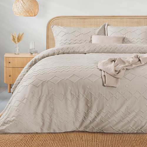 Juego de Funda Para Edredon Duvet con Textura Dreamlab, Tamaño Queen, Color Beige