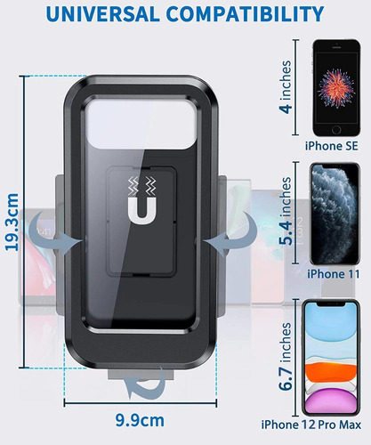 Imagen 10 de 10 de Soporte Holder Bolso Porta Celular Moto Impermeable Magnetic