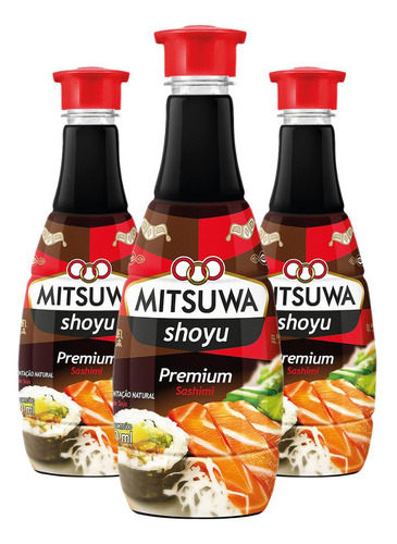 3un Shoyu Premium Mitsuwa 500 Ml Para Comida Japonesa