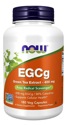 Egcg Extrato De Chá Verde 400 Mg 180 Caps - Now Foods Eua Sabor Sem Sabor 01/12/2026