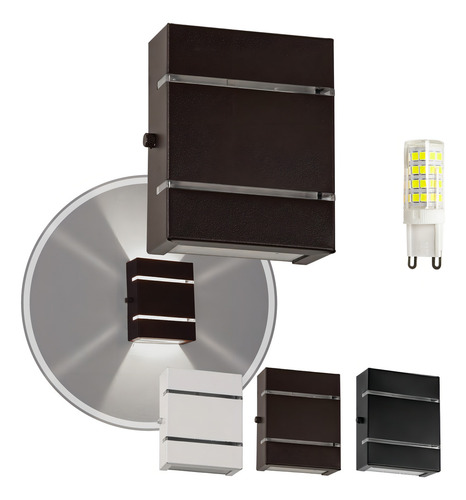 Arandela Slim Interna Externa Alumínio Friso + Led G9 St2527 Estrutura Marrom - Branco Frio