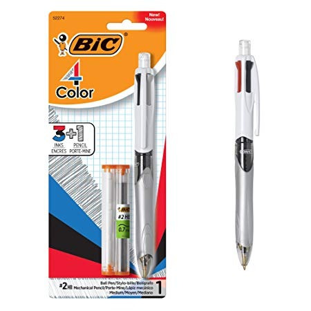 Bic 4-color 3 + 1 Bolígrafo Y Lápiz, Medium Point (1,0 Mm), 