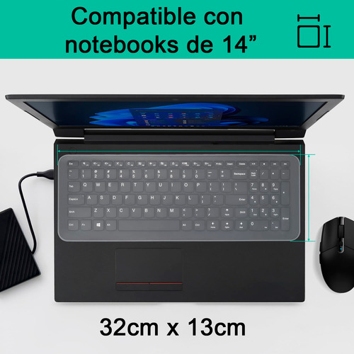 Protector Teclado Notebook Membrana Silicona Transparente 14