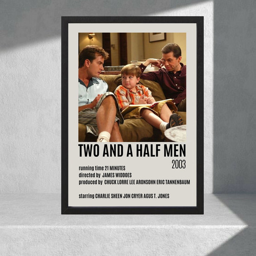 Cuadro Decorativo Series - Two And Half Men 02 - A3 30x40 Cm Blanco Negro