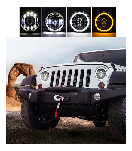 Optico Led Ojo De Angel 5 Colores + Giro H4 Universal/jeep