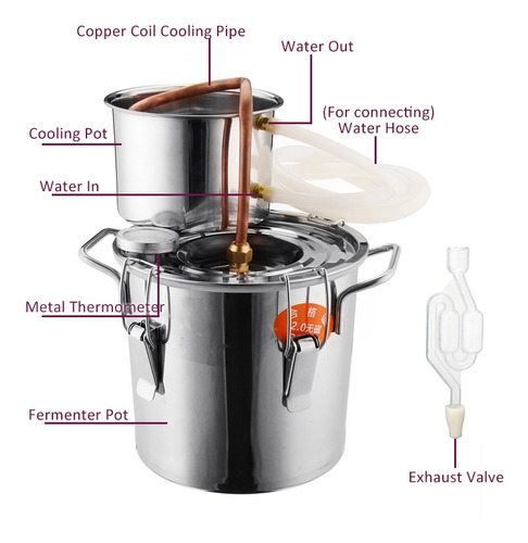 8l Alcohol Agua Destilador De Cobre Vino De La Herramienta D