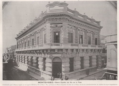 Montevideo Antiguo Banco Español Año 1900 - Lámina 45x30 Cm.