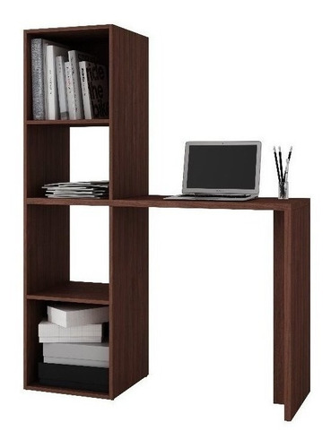 Mueble Librero Con Mesa Para Computadora Castaño Be 57-164
