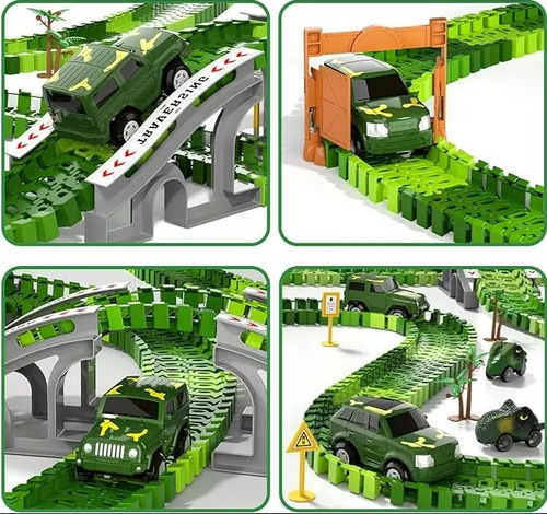 Pista De Autos 142 Piezas, Autopista Flexible Dinosaurio