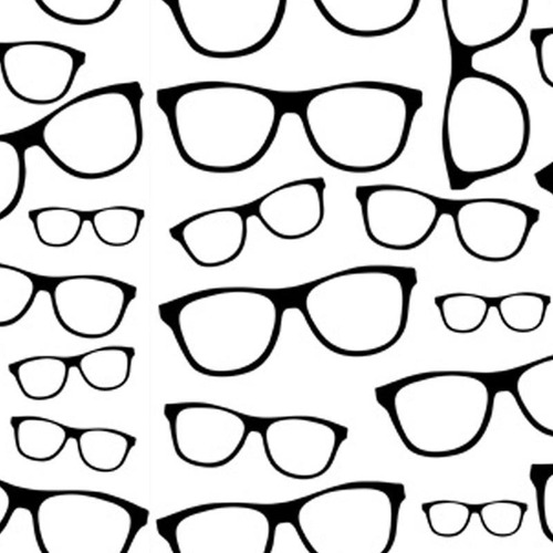 Papel Parede Adesivo Branco Desenho Óculos Preto Decorativo
