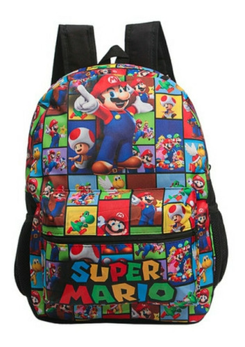 Mochila Escolar Super Mario Bros De Costas  Juvenil