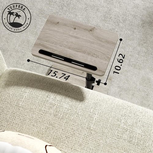 Mesa Auxiliar Ajustable Para Sofá Y Cama Con Ranura Para Tel Gris