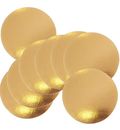 Bandejas Descartable Disco Base Carton Oro De 28 Cm X 50