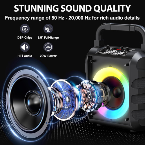 Máquina De Karaoke Portátil 6.5 Bluetooth Subwoofer