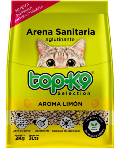 Arena Sanitaria Aglutinante Top-k9 2kg Aroma Limon