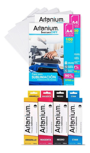 Combo Sublimación Tintas X400ml + Papel Resma A4 Artanium