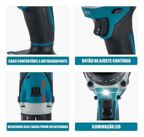 Parafusadeira Furadeira Impacto Brushless 4ah 21v 13mm 80nm